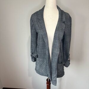 Becool Plaid Open Front Blazer - Size S